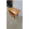 Image 3 : Wooden End Table with Curved Legs, Open Shelf, and Single Drawer with Silver Pull 21" x 18" x 26"