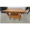 Image 4 : Wooden End Table with Curved Legs, Open Shelf, and Single Drawer with Silver Pull 21" x 18" x 26"