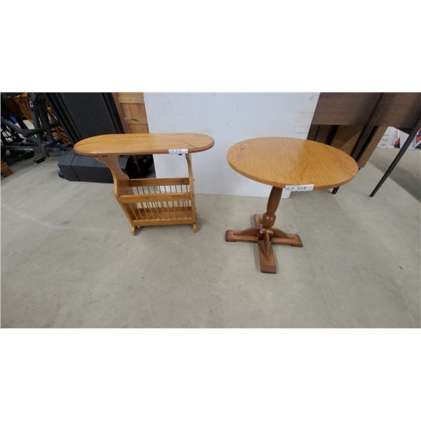 Wooden Round Pedestal Side Table 23" Tall X 21.6" Diameter and Oval Top Magazine Rack Side Table