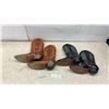 Image 1 : Two Pairs of Men's Leather Cowboy Boots, Brown with Tan Stitching Sz 8.5 and Black with White