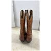 Image 4 : Two Pairs of Men's Leather Cowboy Boots, Brown with Tan Stitching Sz 8.5 and Black with White