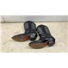 Image 7 : Two Pairs of Men's Leather Cowboy Boots, Brown with Tan Stitching Sz 8.5 and Black with White