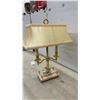 Image 6 : Bouillotte Two-Light Brass Table Lamp with Marble Base and Cream Rectangular Shade, 23 " High