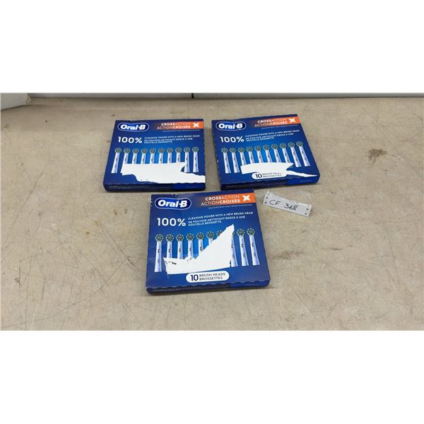 Oral-B CrossAction Replacement Brush Heads, 3 Packages of 10 Brush Heads. New or Store Return