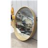 Image 4 : Round Wood-Framed Mirror, 31" Diameter