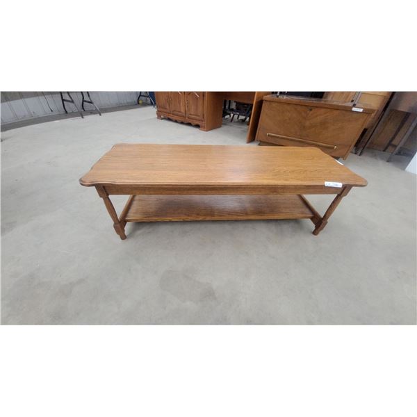 Oak Console Table with Lower Shelf and Scalloped Edges 17" x 55" x 20"