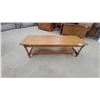 Image 1 : Oak Console Table with Lower Shelf and Scalloped Edges 17" x 55" x 20"