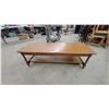 Image 4 : Oak Console Table with Lower Shelf and Scalloped Edges 17" x 55" x 20"