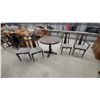 Image 1 : Mid-Century Modern Round Pedestal Dining Table and Six Chairs with Gray Upholstered Seats 30"