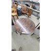 Image 2 : Mid-Century Modern Round Pedestal Dining Table and Six Chairs with Gray Upholstered Seats 30"