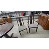 Image 4 : Mid-Century Modern Round Pedestal Dining Table and Six Chairs with Gray Upholstered Seats 30"