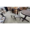 Image 5 : Mid-Century Modern Round Pedestal Dining Table and Six Chairs with Gray Upholstered Seats 30"