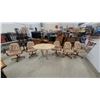 Image 1 : Vintage 1970s-80s Dining Set, Octagonal Wood Table with Chrome Base and 5Tufted Caster Chairs 30"