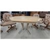 Image 2 : Vintage 1970s-80s Dining Set, Octagonal Wood Table with Chrome Base and 5Tufted Caster Chairs 30"