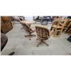 Image 5 : Vintage 1970s-80s Dining Set, Octagonal Wood Table with Chrome Base and 5Tufted Caster Chairs 30"