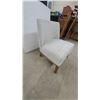 Image 2 : Upholstered Slipper Chair with Curved Back and Geometric Lattice Pattern on Wooden Legs