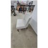 Image 4 : Upholstered Slipper Chair with Curved Back and Geometric Lattice Pattern on Wooden Legs