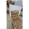 Image 5 : Tan Leather Recliner Combo Platform Rocker Chair with Light Wood Armrests and Segmented Backrest