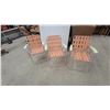 Image 1 : Set of Three Vintage Aluminum Folding Lawn Chairs with Orange and White Woven Webbing