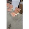 Image 5 : Set of Three Vintage Aluminum Folding Lawn Chairs with Orange and White Woven Webbing