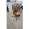 Image 3 : Set of 4 Flash Furniture Mid-Back Swivel Task Chairs, Brown Faux Leather, Wood-Look Base