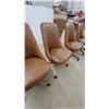 Image 4 : Set of 4 Flash Furniture Mid-Back Swivel Task Chairs, Brown Faux Leather, Wood-Look Base