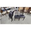 Image 1 : Set of 4 Dark Brown Wood Dining Chairs with Slatted Backs and Padded Seats, Fixed and Folding
