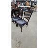 Image 2 : Set of 4 Dark Brown Wood Dining Chairs with Slatted Backs and Padded Seats, Fixed and Folding
