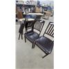 Image 3 : Set of 4 Dark Brown Wood Dining Chairs with Slatted Backs and Padded Seats, Fixed and Folding