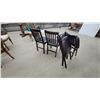 Image 5 : Set of 4 Dark Brown Wood Dining Chairs with Slatted Backs and Padded Seats, Fixed and Folding