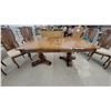 Image 2 : Broyhill Emphasis Double-Pedestal Burl Wood Dining Table and Six Cane-Back Chairs, 1960s 30" x 66"