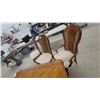 Image 7 : Broyhill Emphasis Double-Pedestal Burl Wood Dining Table and Six Cane-Back Chairs, 1960s 30" x 66"