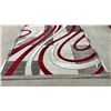 Image 2 : Abstract Red, White, & Grey Area Rug, 95" x 130" - Small Stain, Pictured