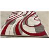 Image 4 : Abstract Red, White, & Grey Area Rug, 95" x 130" - Small Stain, Pictured