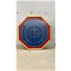 Image 2 : Bentley's Sporting Goods Vintage Crokinole Game Board with Original Box and Pieces