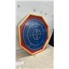 Image 4 : Bentley's Sporting Goods Vintage Crokinole Game Board with Original Box and Pieces