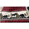Image 5 : Moose & Pine Tree Plaid Comforter with Black Backing (Small Rip on Seam)