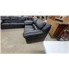 Image 4 : Black Leather Overstuffed Sofa 90" and Matching Loveseat 68" Set with Rounded Arms