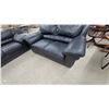 Image 6 : Black Leather Overstuffed Sofa 90" and Matching Loveseat 68" Set with Rounded Arms