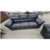 Image 7 : Black Leather Overstuffed Sofa 90" and Matching Loveseat 68" Set with Rounded Arms
