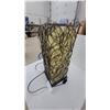 Image 2 : Modern Decorative Table Lamp with Cream Shade and Twisted Wire Cage, Black Base, Inline Switch