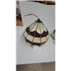 Image 1 : Tiffany-Style Stained Glass Pendant Lamp Shade with Cream and Red Geometric Panels One Panel