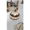 Image 2 : Tiffany-Style Stained Glass Pendant Lamp Shade with Cream and Red Geometric Panels One Panel