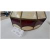 Image 4 : Tiffany-Style Stained Glass Pendant Lamp Shade with Cream and Red Geometric Panels One Panel
