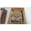 Image 2 : Antique Wooden Wall-Mount Magneto Telephone with Dual Bells and Portable Phonograph in Crate