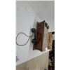 Image 5 : Antique Wooden Wall-Mount Magneto Telephone with Dual Bells and Portable Phonograph in Crate