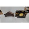 Image 1 : Antique 19th Century Ebonized Wall Clock with Gilt Figural Mounts and Carved Wood Bracket as Is