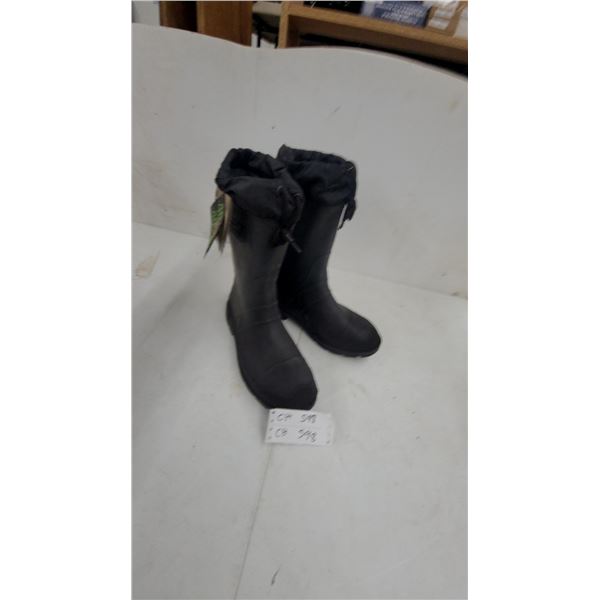 Baffin CT-398 Black Thermal Rubber Boots, -40°F/-40°C Rated with Drawstring Cuff sz.9