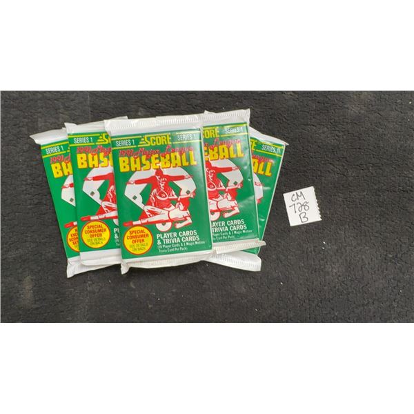 5 Sealed 1991 Score Baseball Packs