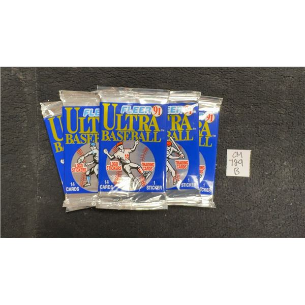 5 Sealed 1991 Fleer Ultra Baseball Packs